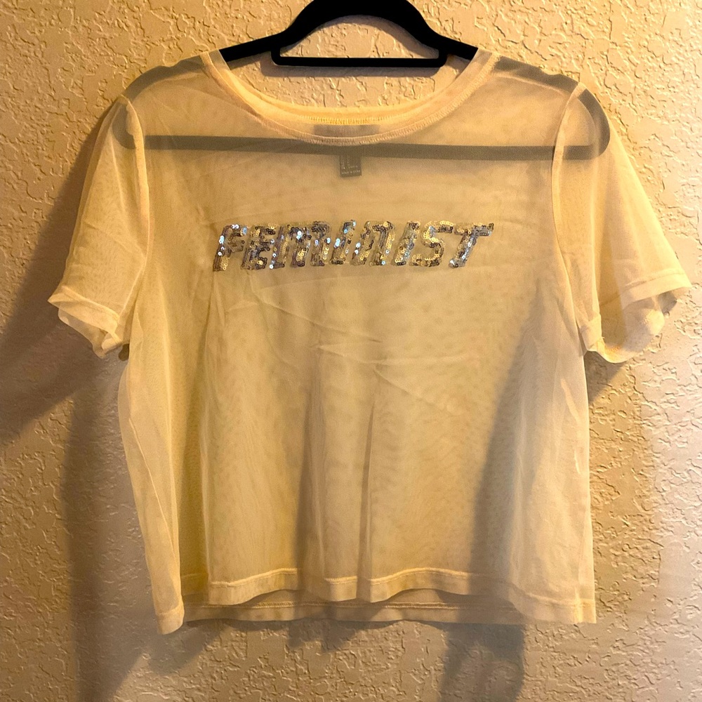 Feminist sheer top
